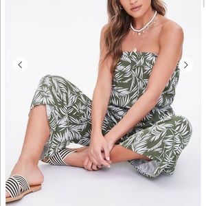 Leaf Print Tasseled Jumpsuit